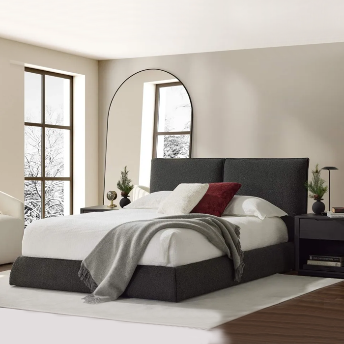 Black-Boucle-Fabric-Bed BoucleDream Bed | CozyCraft UAE - Image 1