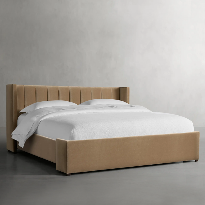Innovo-Channel-Stitched-Bed Minimalist Velvet Plush Bed | CozyCraft UAE - Image 1