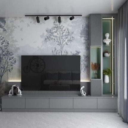 Minimal Grey Wall‑Mounted TV Unit – Sleek Floating Media Console | CozyCraft UAE
