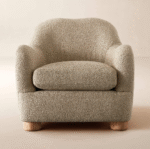 Bouclé Lounge Chair with Bleached Oak Legs | CozyCraft UAE