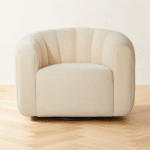 Ivory Velvet Swivel Chair – CozyCraft UAE