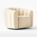 Ivory Velvet Swivel Chair – CozyCraft UAE