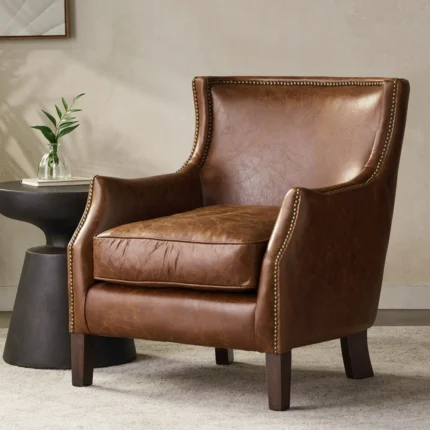 Vintage Brown Leather Club Chair | CozyCraft UAE
