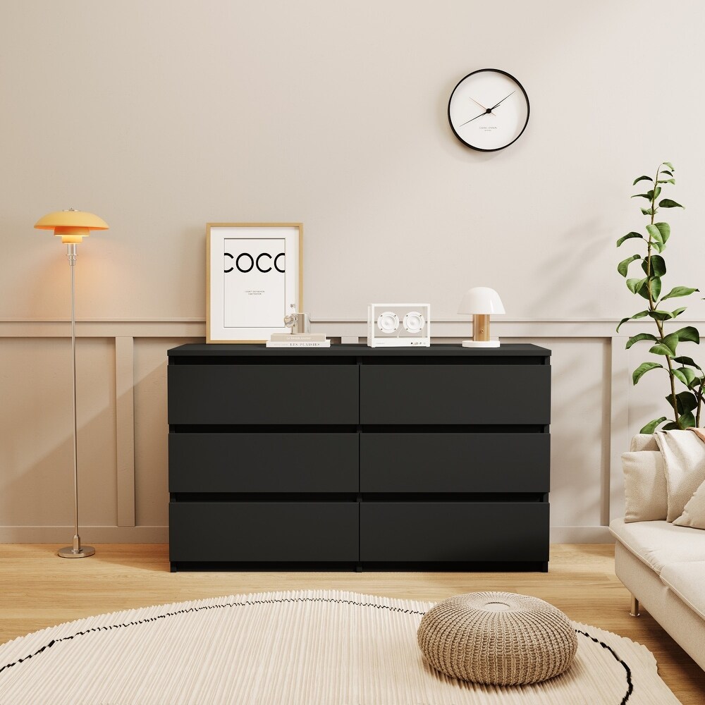 lp-chest-22 Sleek Black Double Dresser With Modern Design – Contemporary Storage Cabinet | Cozycraft UAE - Image 1