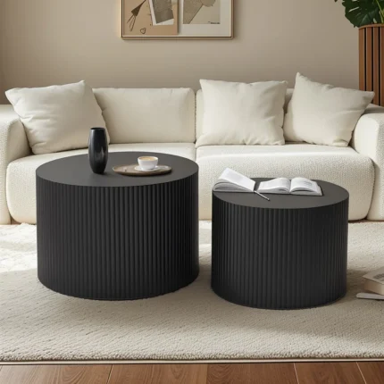 Noirripple Black Coffee Table Set – Modern Black Center Table Set | Cozycraft UAE