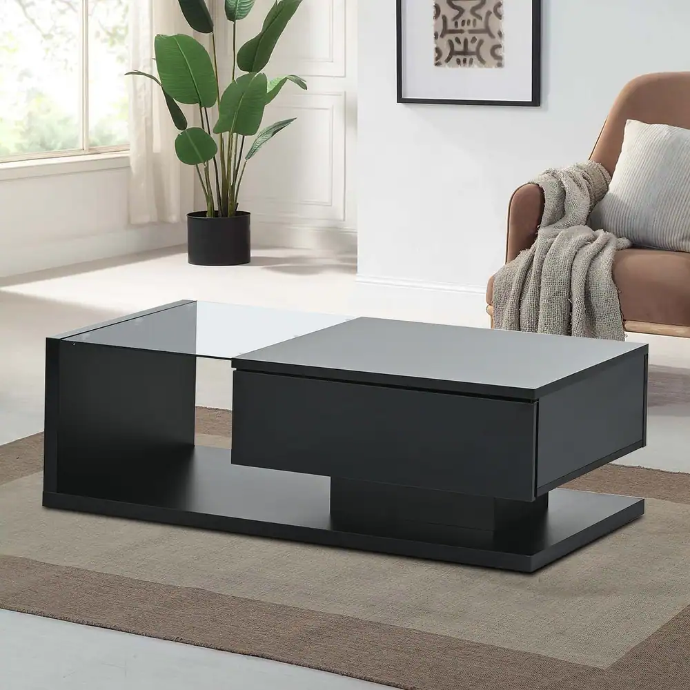lp-table-46 Modern Square Coffee Table With Drawer – Sleek & Functional Center Table | Cozycraft UAE - Image 1