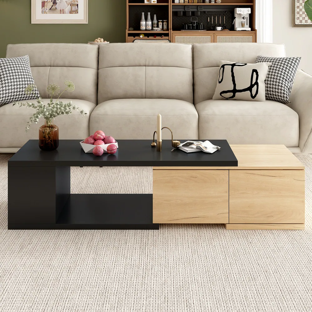 lp-table-51 Extendable Coffee Table With Storage Drawers – Adjustable & Functional Center Table | Cozycraft UAE - Image 1