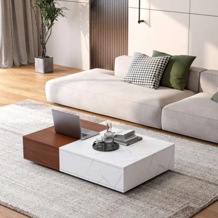 Marble Effect Coffee Table – Elegant Marble‑Finish Center Table | Cozycraft UAE
