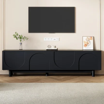 Arbor Black Media Storage TV Cabinet – Sleek Black TV Unit | CozyCraft UAE