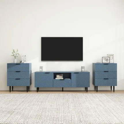 Zig‑Zag Effect TV Console – Modern Floating Media Cabinet | CozyCraft UAE