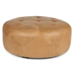Round Leather Ottoman – Compact Round Stool for Living Room – CozyCraft UAE - Image 2
