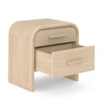 Light Oak Modern Two-Drawer Bedside Table – Stylish & Functional Nightstand – CozyCraft UAE