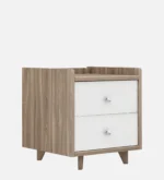 Cassa Modern Two‑Drawer Bedside Table – Oak & White Nightstand – CozyCraft UAE