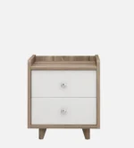Cassa Modern Two‑Drawer Bedside Table – Oak & White Nightstand – CozyCraft UAE