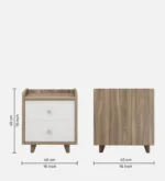 Cassa Modern Two‑Drawer Bedside Table – Oak & White Nightstand – CozyCraft UAE