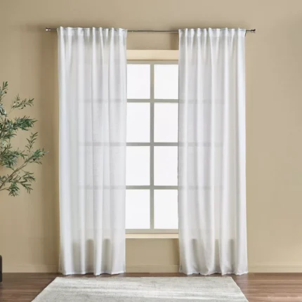 Kora Sheer Split Curtain – Premium Polyester Sheer Curtain (2-Piece Set) | Cozycraft UAE