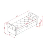 Modern Navy Blue Storage Bench with Rolled Arms – Bed & Entryway Ottoman – CozyCraft UAE