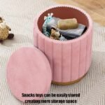 Velvet Storage Ottoman with Gold Base – Grey | Stylish Pouf Seat for Living Room – CozyCraft UAE