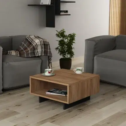 Anderson-Brown Coffee Table – Modern Square Coffee Table with Shelf | Cozycraft UAE
