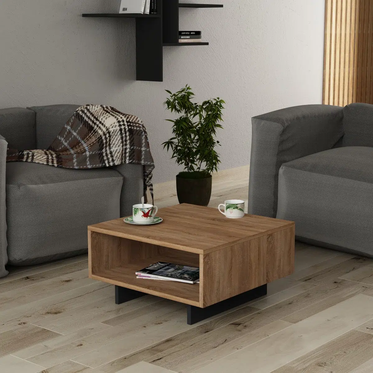 Anderson-Brown+Coffee+Table-151860886-255563890 Anderson-Brown Coffee Table – Modern Square Coffee Table with Shelf | Cozycraft UAE - Image 1