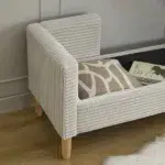 Corduroy Storage Soft Bench with Armrests – Light Gray Storage Bench – CozyCraft UAE