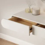 Dressing table with mirror and pouf, front view – Cozy Craft UAE