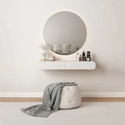 Makeup Vanity with Mirror & Pouf – Elegant Dressing Table for Bedroom | CozyCraft UAE