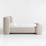 Salone Curved Light Grey Upholstered Bed – CozyCraft UAE